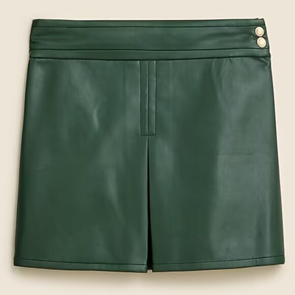 J. Crew Center-pleat mini skirt in faux leather - Picture 1 of 10